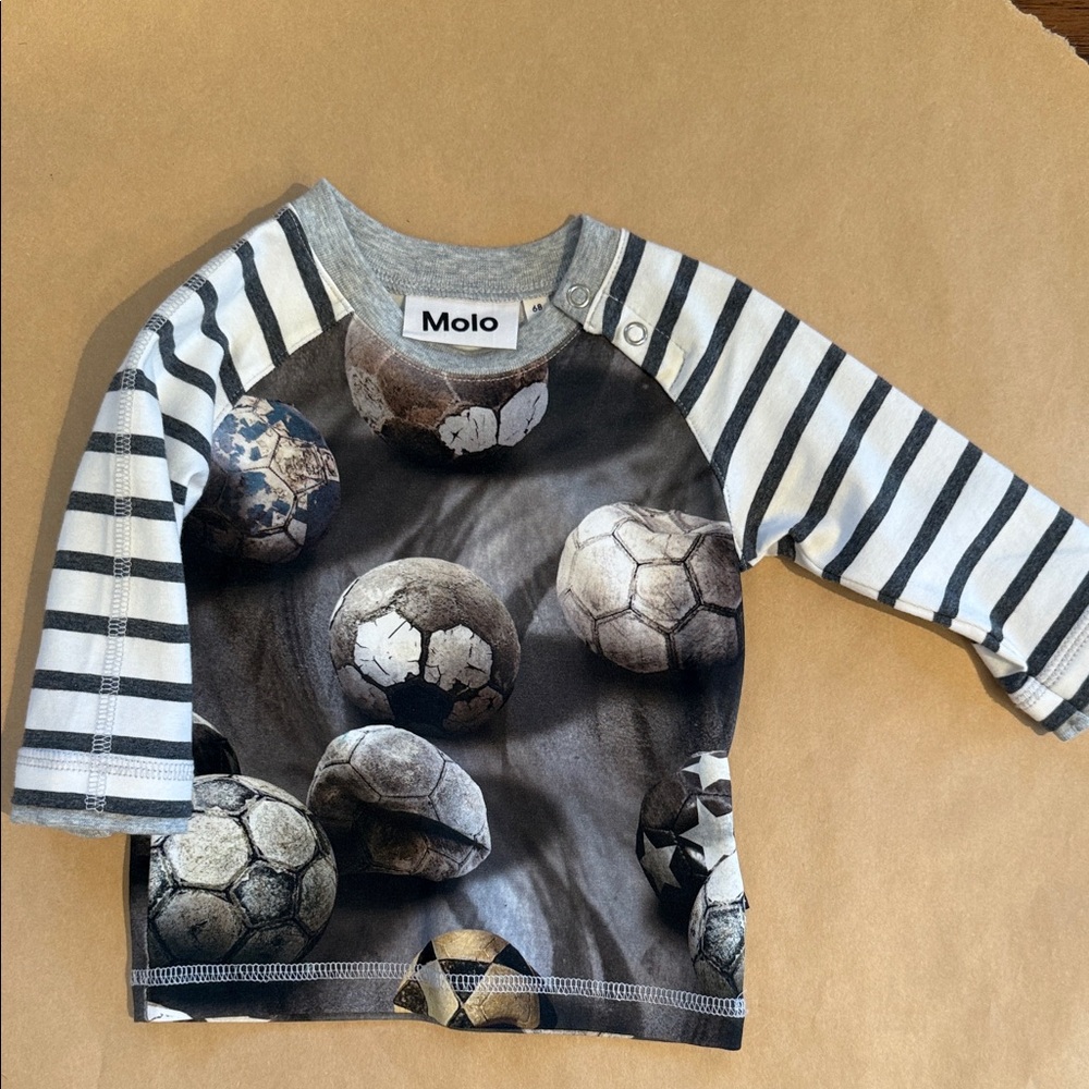 Molo Striped Soccer Print Long Sleeve Shirt